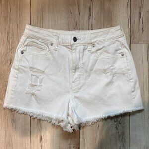 American Eagle Outfitters White Jean Shorts Size 4 Distressed